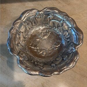 Arthur Court Aluminum Bunny Motif Bowl